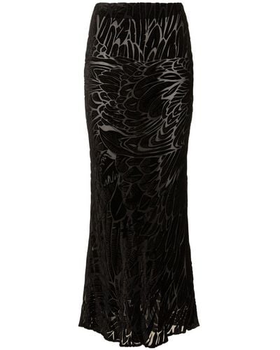 Roberto Cavalli Velvet Devoré Long Skirt - Black