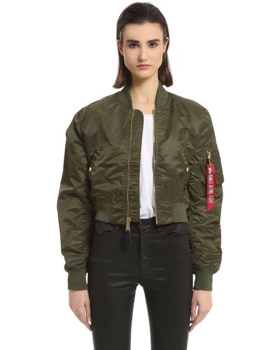 Alpha Industries Slim Fit Nylon Cropped Bomber Jacket - Green