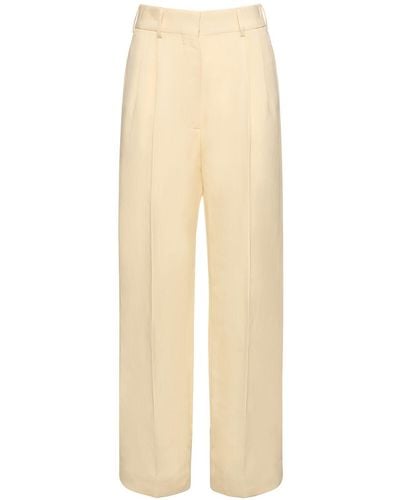 Blazé Milano Savannah Fox Linen & Silk Pants - Natural