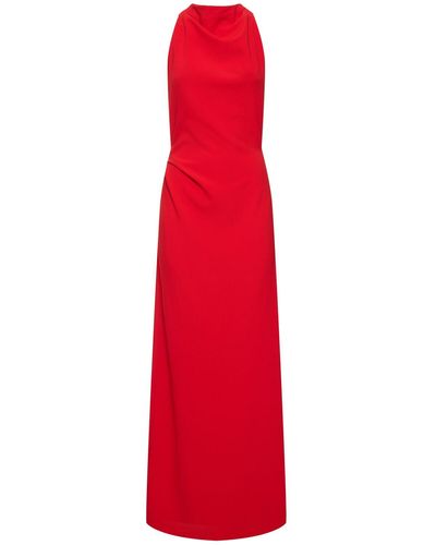 Proenza Schouler Faye Backless Matte Crepe Long Dress - Red