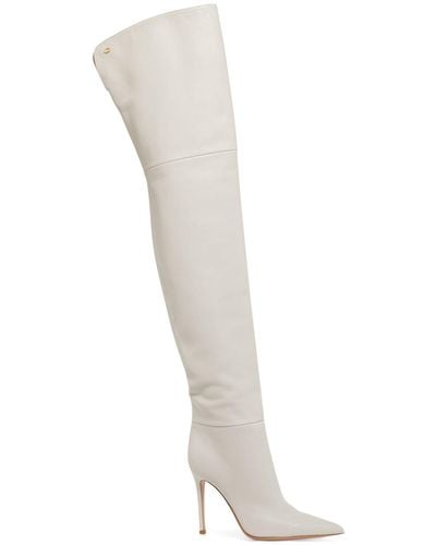 Gianvito Rossi 105Mm Joy Cuissard Leather Boots - White