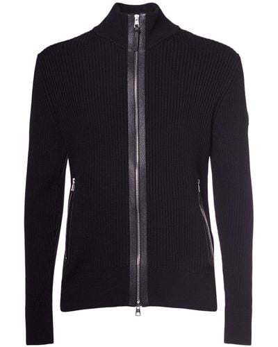 Moncler Extrafine Wool Tricot Cardigan - Blue