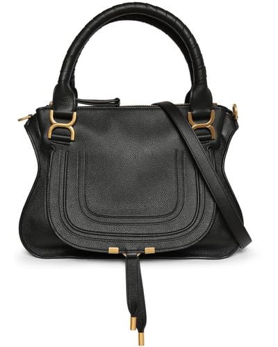 Chloé Small Marcie Leather Shoulder Bag - Black