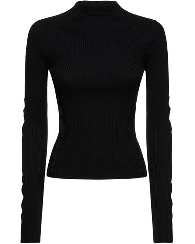 Dion Lee Pull en maille de laine côtelée à col ras-du-cou - Noir