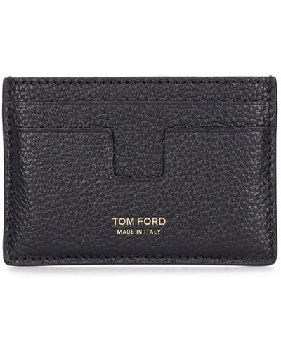 Tom Ford Porte-cartes en cuir grainé souple - Gris