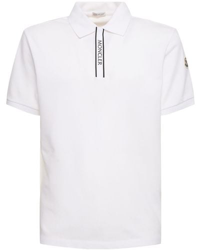 Moncler Logo Cotton Polo Shirt - Weiß