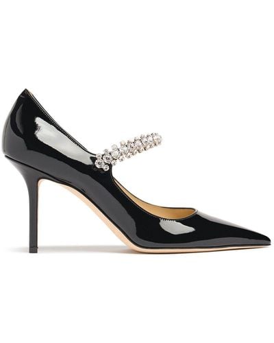 Jimmy Choo 85Mm Bling Patent Leather Court Shoes - Black