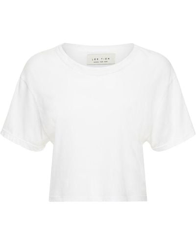 Les Tien コットンクロップドtシャツ - ホワイト