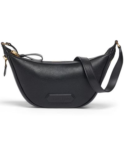 Tom Ford Zip Line Shiny Leather Messenger Bag - Black