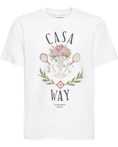Casablancabrand T-shirt Aus Bio-baumwolle Mit Druck - Weiß
