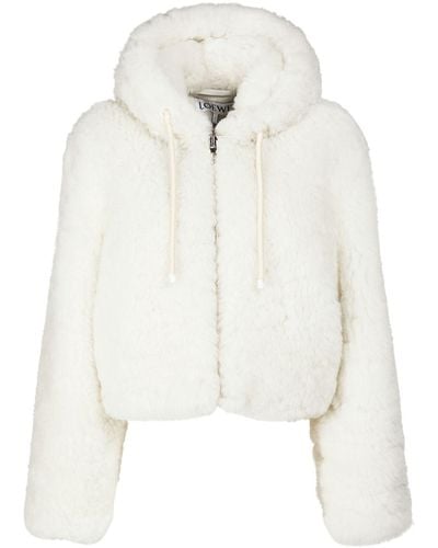 Loewe Hooded Furry Jacket - White
