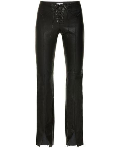 Miaou Elet Lace-up Faux Leather Pants - Black