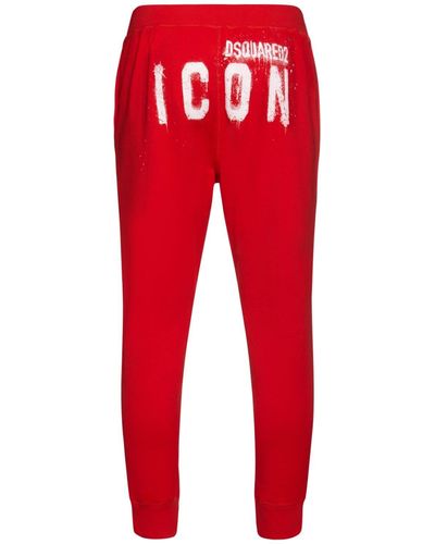 DSquared² Pantalones Icon De Algodón Con Estampado - Rojo
