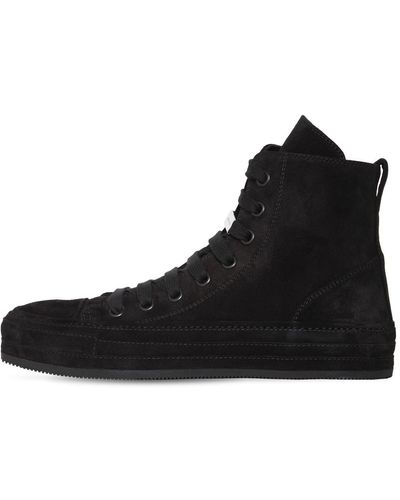 Ann Demeulemeester Raven Suede High-top Trainers - Black