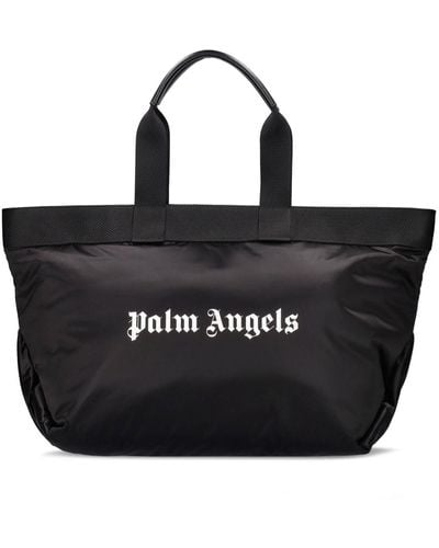 Palm Angels Sac cabas en cuir imprimé logo - Noir