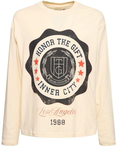Honor The Gift Htg Seal Logo Cotton Long Sleeve T-shirt - Natural