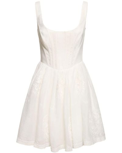 Zimmermann Alight Embroidered Corset Mini Dress - White