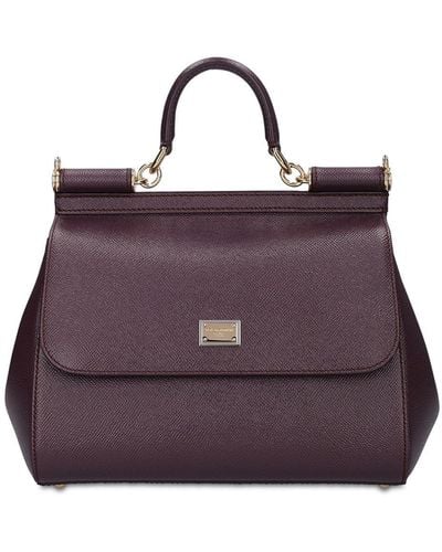 Dolce & Gabbana Medium Sicily Dauphine Leather Bag - Purple