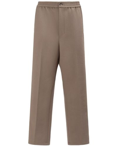Ami Paris Wool Blend Straight Trousers - Grey