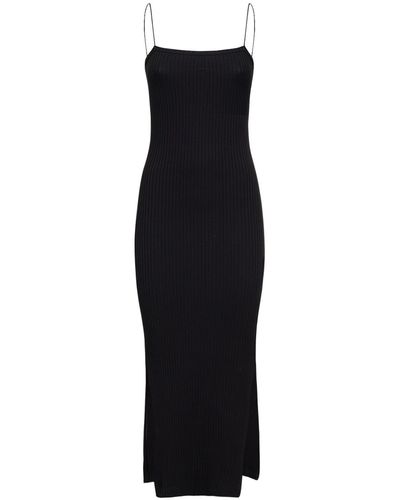 Helmut Lang Vestito midi in jersey di cotone a costine - Nero