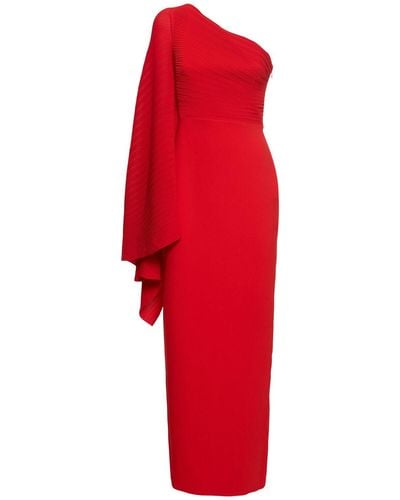 Solace London Lillia Asymmetrische Robe Aus Chiffon Und Stretch-crêpe Mit Falten - Rot