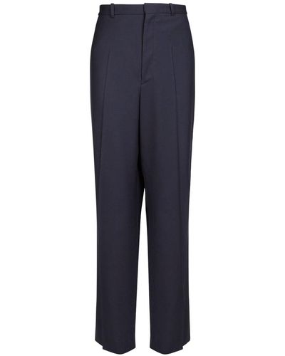 Balenciaga Pantalones Sastre Oversize De Twill De Lana - Azul