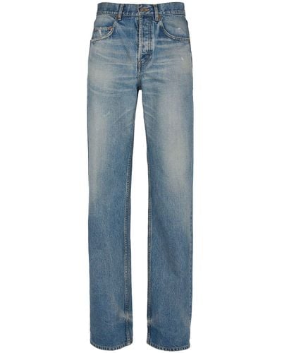 Saint Laurent Adjusted Maxi Cotton Denim Long Jeans - Blue