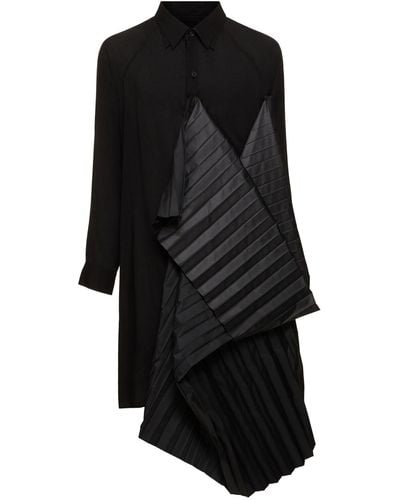Yohji Yamamoto U-long Plastron Shirt - Black