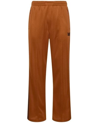 Needles Logo Smooth Poly Track Trousers - Brown