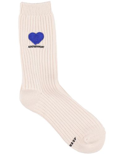 Adererror Calcetines De Algodón Con Intarsia Logo - Blanco