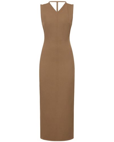 Khaite Teri Viscose Midi Dress W/Open Back - Natural