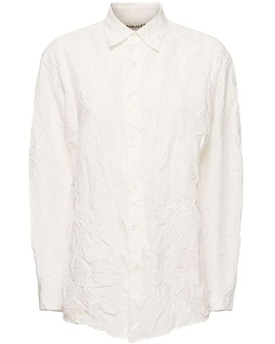 AURALEE Wrinkled Cotton Twill Shirt - White