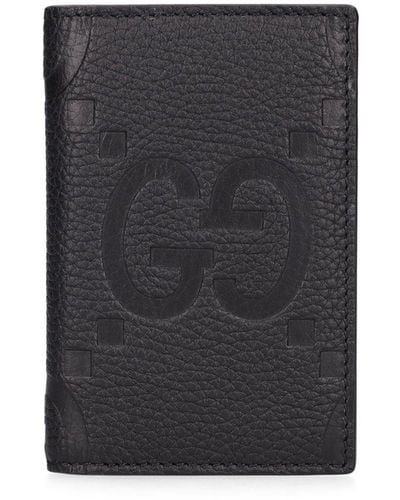 Gucci gg Jumbo Leather Card Holder - Black