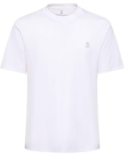 Brunello Cucinelli Cotton Logo T-shirt - White