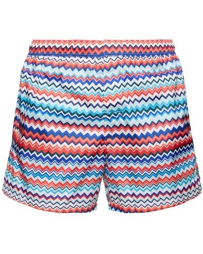 Missoni Striped Nylon Swim Shorts - Blue