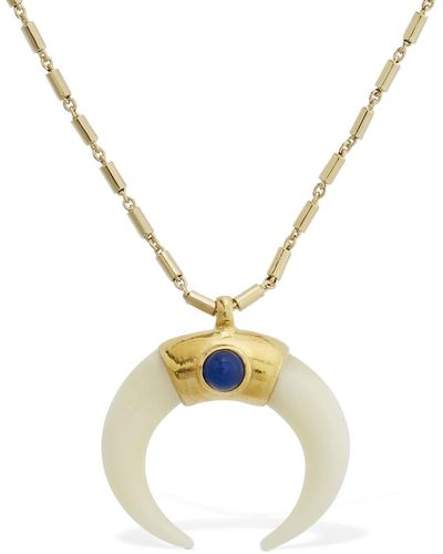 Isabel Marant Zanzibar Long Necklace W/ Horn & Stone - Metallic