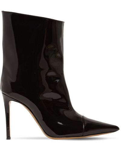 Alexandre Vauthier 105mm Faux Patent Leather Ankle Boots - Black