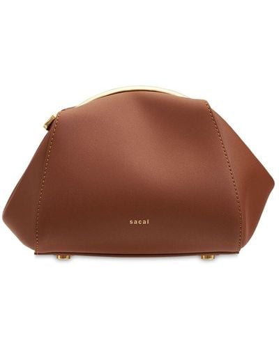Sacai Small Pursket Leather Top Handle Bag - Brown