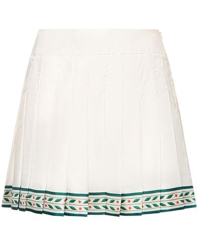Casablancabrand Silk Twill Pleated Mini Skirt - White