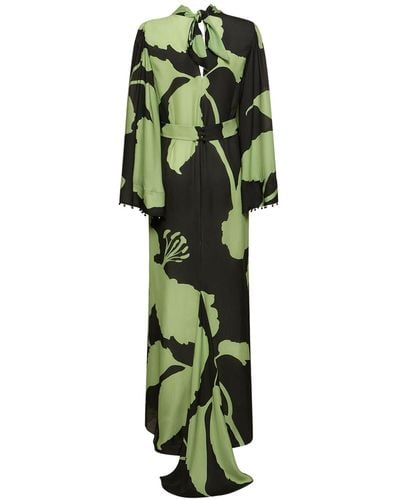 Johanna Ortiz Earthy Elegance Embroidered Silk Dress - Green