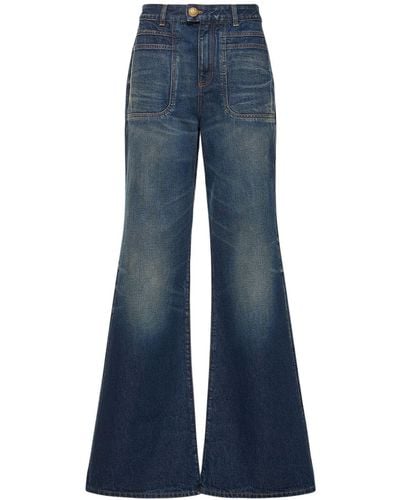 Balmain Hohe Jeans Mit Schlag - Blau