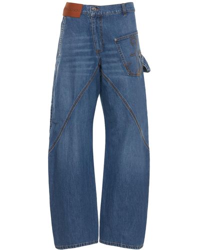 JW Anderson Wide Leg Asymmetric Mid Waist Jeans - Blue