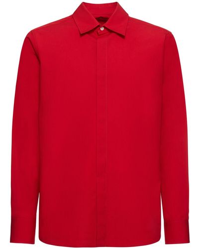 Valentino Langärmeliges Baumwollhemd - Rot