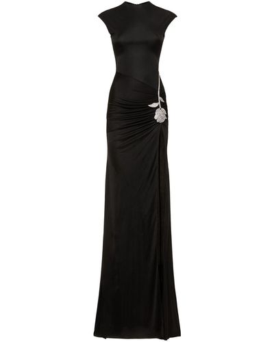 David Koma Embroidered Rose Maxi Dress - Black