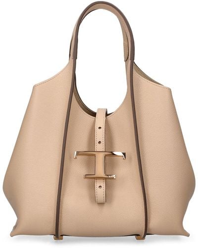 Tod's Mini T Shopping Leather Bag - Natural