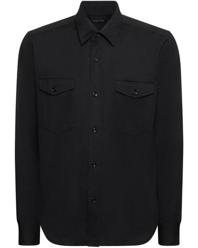 Tom Ford Fluid Silk & Cotton Shirt - Black