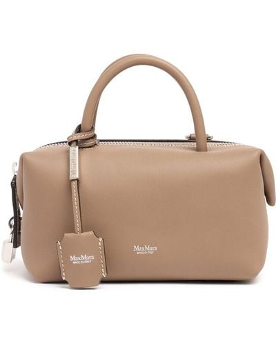 Max Mara Small Holdall Leather Top Handle Bag - Brown