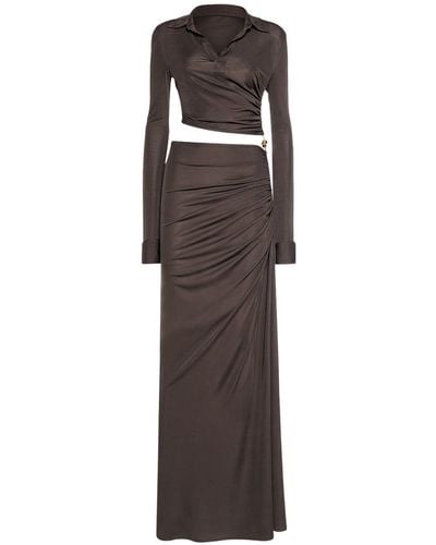 Bottega Veneta Light Viscose Jersey Long Dress - Brown