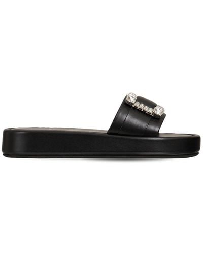 Sergio Rossi 30mm Sr Twenty Embellished Leather Slide - Black