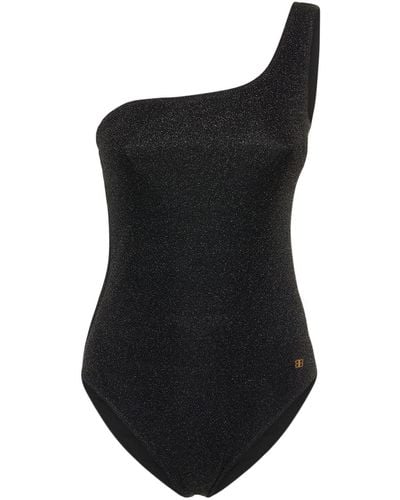 Balenciaga Asymmetric Lurex One Piece Swimsuit - Black